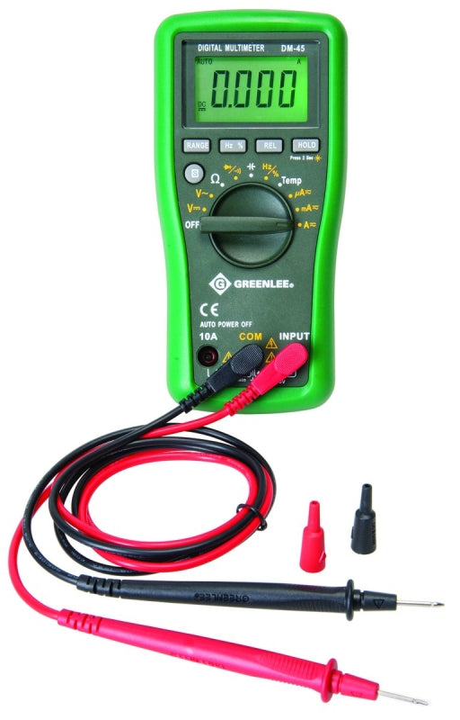 GREENLEE Greenlee DM-45 Multimeter, Digital Display, Functions: AC Voltage, DC Voltage, Capacitance, Current, Resistance AUTOMOTIVE GREENLEE