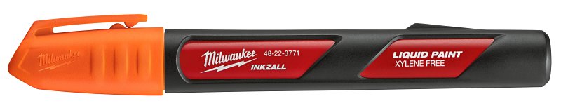 MILWAUKEE ELECTRICAL TO Milwaukee INKZALL 48-22-3771 Liquid Paint Marker, Orange, 6.09 in L, Plastic Barrel, Orange/Red Barrel