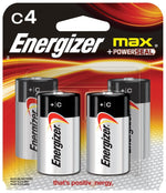 ENERGIZER BATTERY Energizer E93BP-4 Battery, 1.5 V Battery, 8 Ah, C Battery, Alkaline, Manganese Dioxide, Zinc, Rechargeable ELECTRICAL ENERGIZER BATTERY