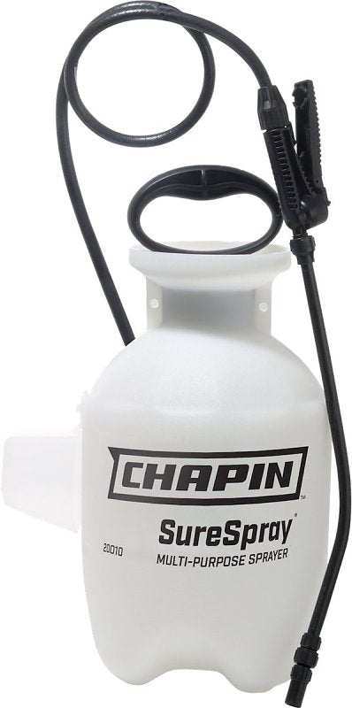 CHAPIN Chapin 20010 Hand Sprayer, 1 gal, Poly Tank, 25 ft Spray Range, 34 in L Hose, Cone Nozzle, Translucent