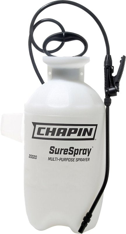 CHAPIN Chapin 20020 Hand Sprayer, 2 gal, Poly Tank, 25 ft Spray Range, 34 in L Hose, Cone Nozzle, Translucent