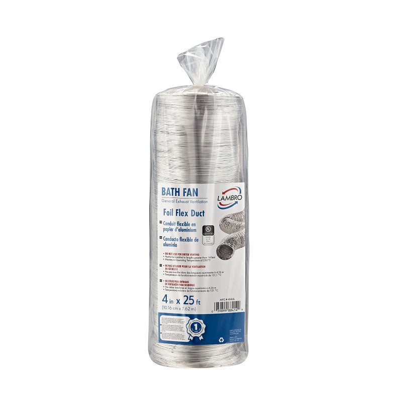 LAMBRO Lambro 414 Flexible Air Connector, 4 in, 25 ft L, Aluminum PLUMBING, HEATING & VENTILATION LAMBRO