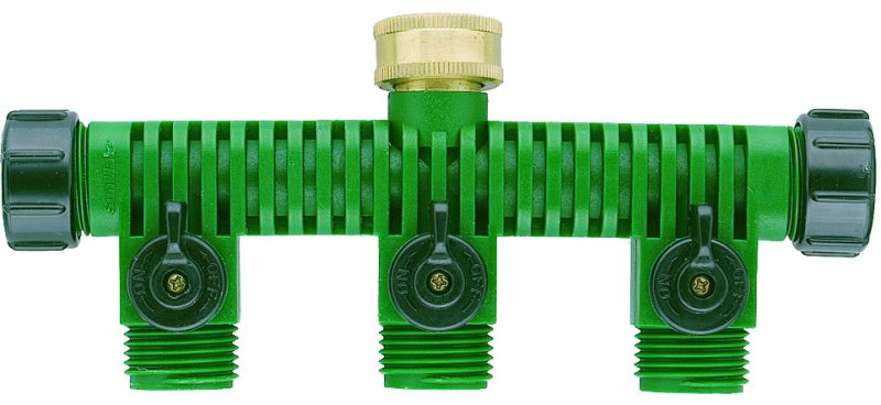 ORBIT IRRIGATION PRODUCTS Orbit 62009N Hose Faucet Manifold, 3/4 in Swivel x MHT, 3-Port/Way, Plastic