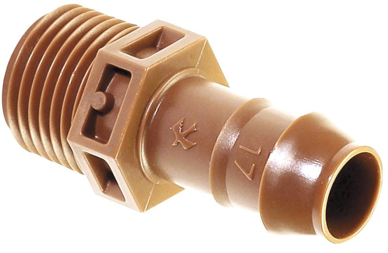 RAINBIRD Rain Bird BA-050MPSX Drip Adapter, 1/2 in Connection, Male x Barb, PVC, Brown LAWN & GARDEN RAINBIRD