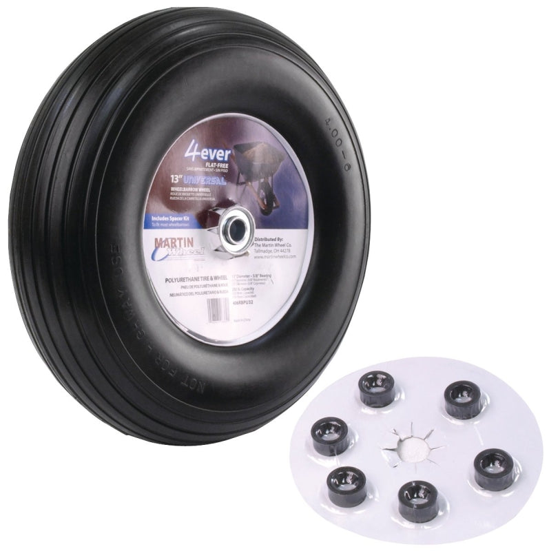 MARTIN WHEEL MARTIN Wheel 406RBPU32 Wheelbarrow Wheel with Universal Hub, 4 x 6 in Tire, 13 in Dia Tire, Ribbed Tread LAWN & GARDEN MARTIN WHEEL