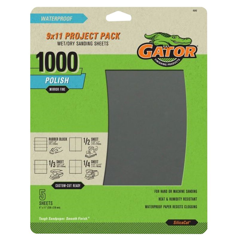 GATOR Gator 4046 Sanding Sheet, 11 in L, 9 in W, Fine, 1000 Grit