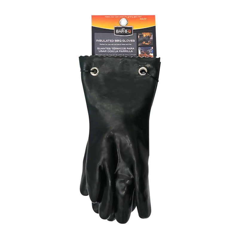 MR BAR-B-Q PRODUCTS Mr. BAR-B-Q 40111Y Insulated Barbecue Gloves, Rubber, Black