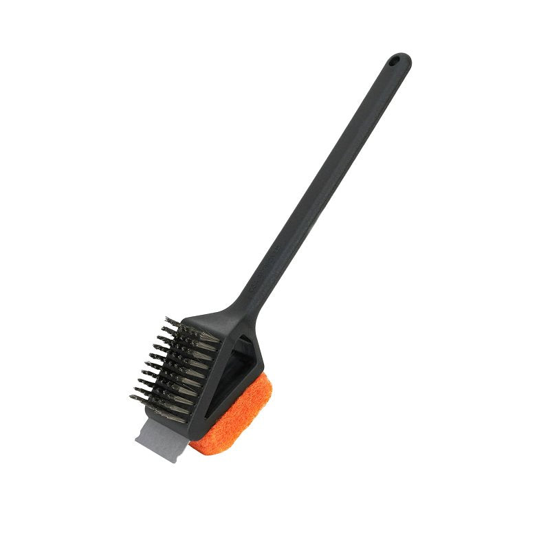 MR BAR-B-Q PRODUCTS Mr. BAR-B-Q 60320Y Dual Head Grill Brush with Scrub Pad, Stainless Steel Bristle, Easy Grip Handle