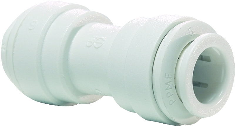 SHARKBITE John Guest PP0408WP Pipe Union Connector, 1/4 in, Polypropylene, 60 to 150 psi Pressure