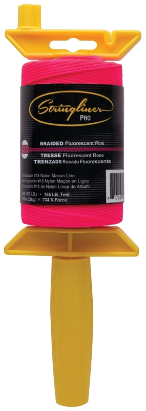 STRINGLINER BY U.S. TAPE Stringliner 25462 Line Reel, 500 ft L Line, Fluorescent Pink Line, 1/2 in Dia