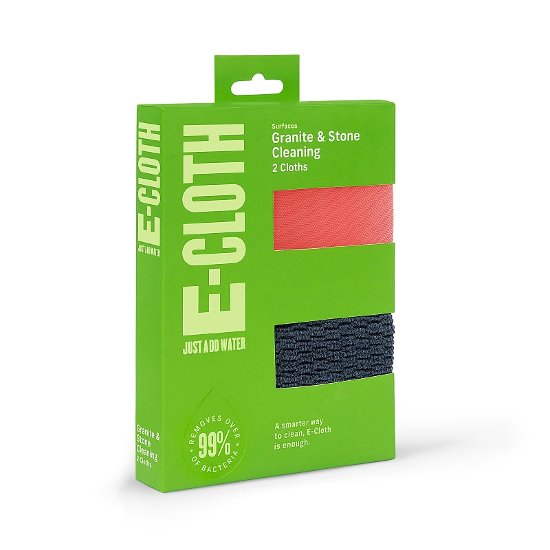 E-CLOTH INC e-cloth 10635 Granite and Stone Cleaning Cloth Kit, 12-1/2 in L, 12-1/2 in W, Polyamide/Polyester