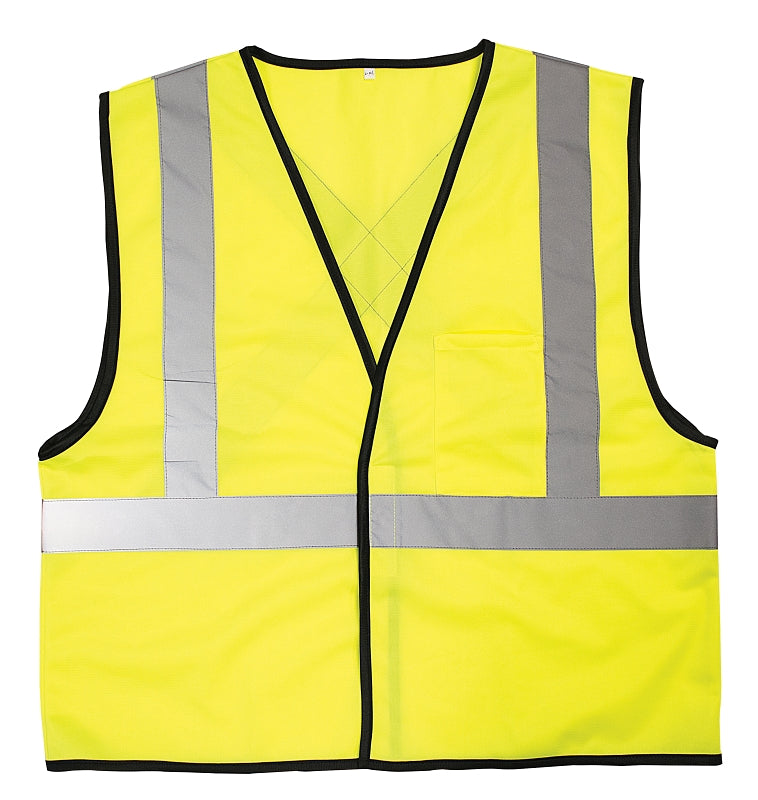 BOSS MFG Safety Works SWX00262-02 Safety Vest, One-Size, Polyester, Lime Green, Hook-and-Loop
