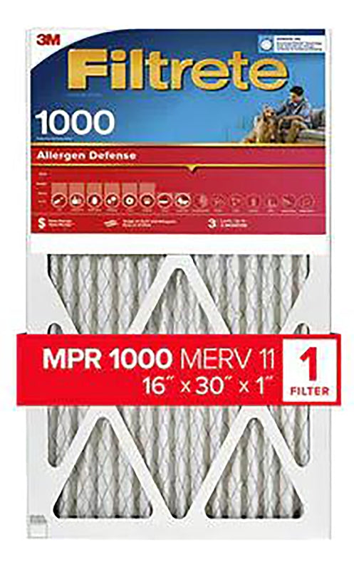 FILTRETE Filtrete AL27-4 Air Filter, 16 in L, 30 in W, 11 MERV, 1000 MPR, Polypropylene Frame