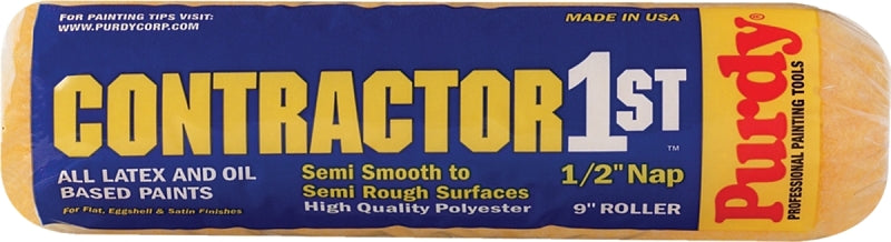PURDY Purdy 144688093 Roller Cover, 1/2 in Thick Nap, 9 in L, Polyester Cover PAINT PURDY