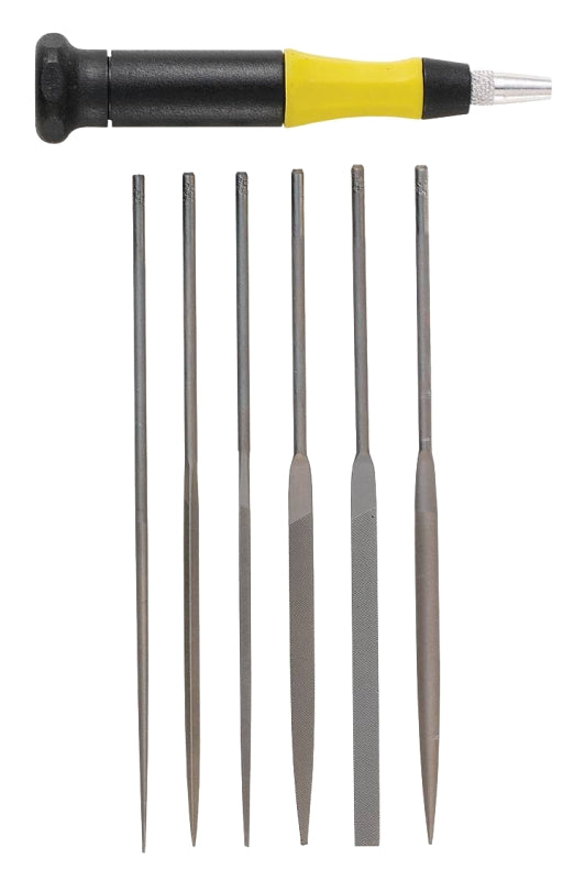 GENERAL General 707476 Needle File Set with Locking Screw Chuck, 6-Piece, Steel