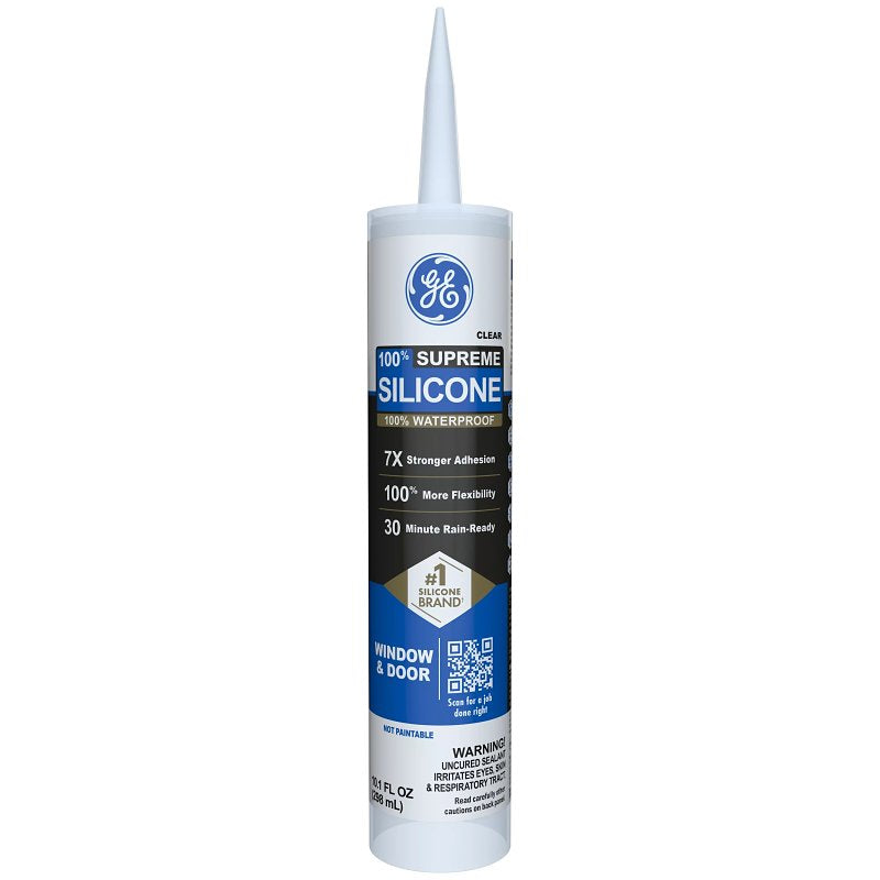 HENKEL CONSUMER ADHESIVES GE Supreme Silicone 2814816 Window & Door Sealant, Clear, 24 hr Curing, 10.1 fl-oz Cartridge PAINT HENKEL CONSUMER ADHESIVES
