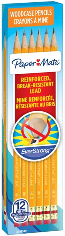 SANFORD Paper Mate 2047542 Pencil, #2 Lead, HB Lead, Black Lead, Wood Barrel