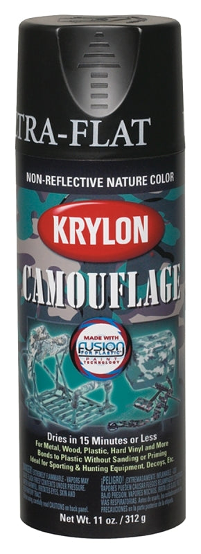 KRYLON Krylon K04290777 Camouflage Spray Paint, Flat, Camouflage Black, 12 oz PAINT KRYLON