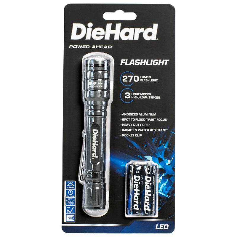 DORCY Dorcy 41-6647 Flashlight, AA Battery, Alkaline Battery, 270, Flood Beam, 100 m Beam Distance, 3 hr 15 m Run Time, Silver ELECTRICAL DORCY