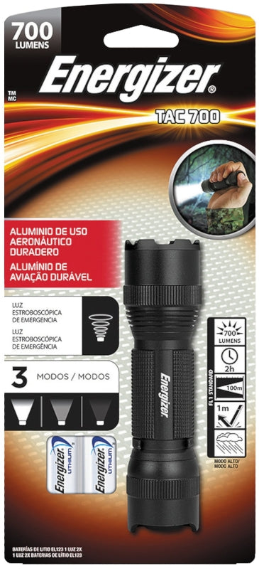 ENERGIZER BATTERY Energizer PMHT2L Tactical Light, 123A Battery, Lithium-Ion Battery, 700 Lumens, 100 m Beam Distance, Black ELECTRICAL ENERGIZER BATTERY