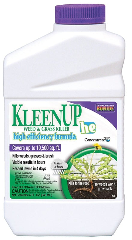 BONIDE Bonide KleenUp he 753 Weeds and Grass Killer, Liquid, Amber/Light Brown, 1 qt