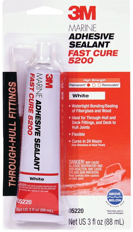 3M 3M 05220 Marine Adhesive Sealant, Paste, White, 3 oz Tube