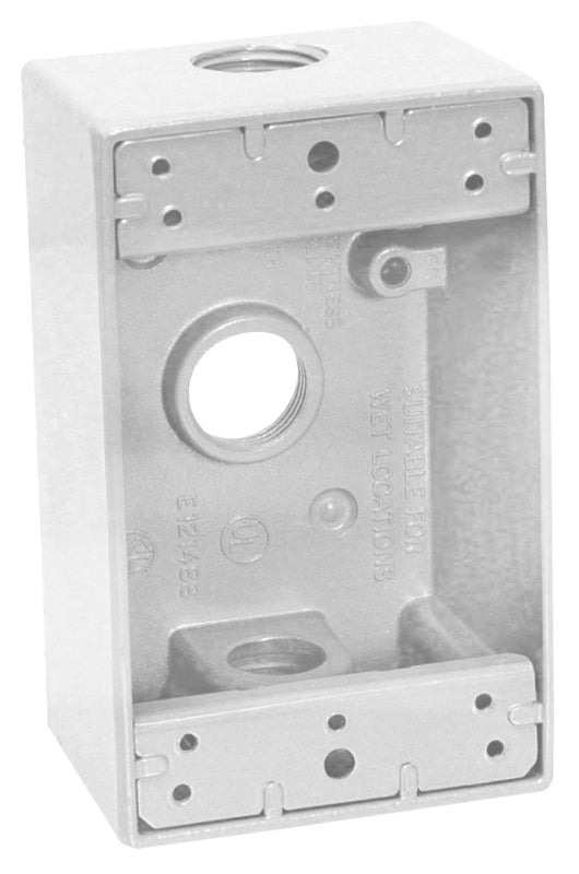 TEDDICO/BWF Teddico/Bwf 1753W-1 Outlet Box, 1-Gang, 3-Knockout, 3-3/4 in, Metal, White, Powder-Coated ELECTRICAL TEDDICO/BWF