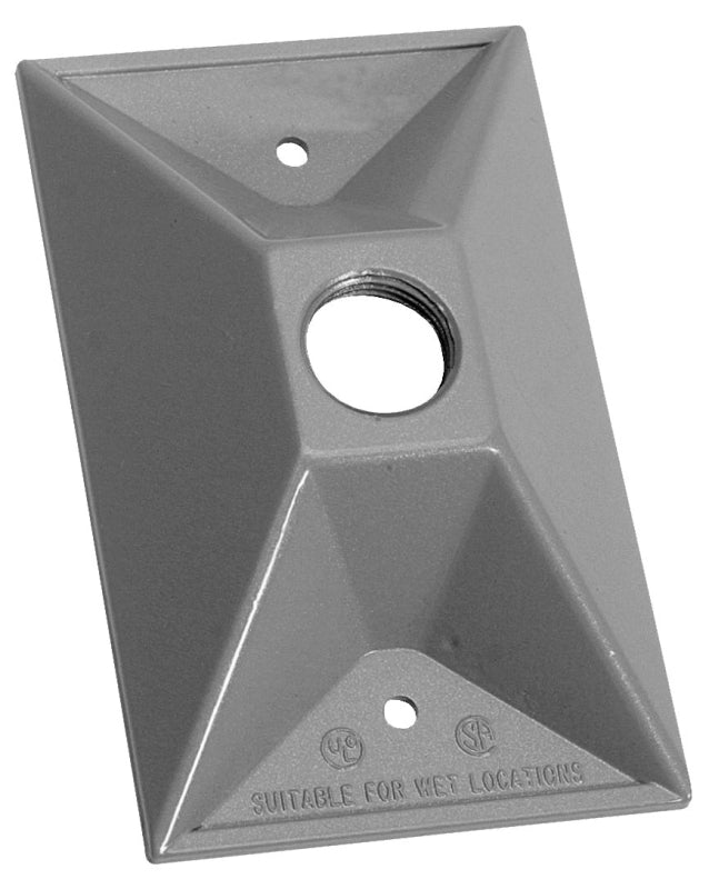 TEDDICO/BWF BWF 811-1 Cover, Lampholder, 4-1/2 in L, 2-7/8 in W, Rectangular, 1-Gang, Metal, Gray, 12/CD ELECTRICAL TEDDICO/BWF