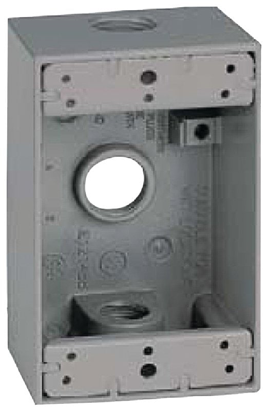 TEDDICO/BWF Orbit 1B50 1B50-3 Weatherproof Box, 2-3/4 in W, 2 in D, 4-1/2 in H, 1 -Knockout, Screw Mounting, NEMA 3R, Gray ELECTRICAL TEDDICO/BWF
