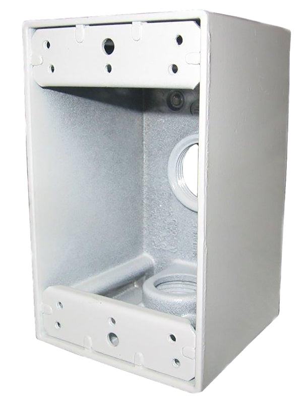 TEDDICO/BWF Teddico/Bwf B-5WV Outlet Box, 18.3 cu-in, 3-1/2 in, 1-Gang, 3-Knockout, Metal, White, Powder-Coated