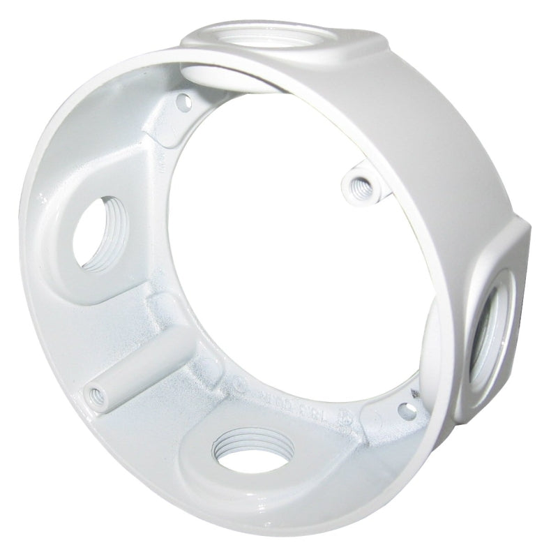 TEDDICO/BWF BWF EX-5WV Outlet Box Extension, 4-9/16 in L, 4-5/8 in W, Die-Cast Metal, White ELECTRICAL TEDDICO/BWF