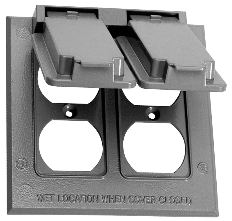 TEDDICO/BWF BWF FC-261V Cover, 4-9/16 in L, 4-9/16 in W, Square, 2-Gang, Metal, Gray, Powder-Coated, 18/PK ELECTRICAL TEDDICO/BWF