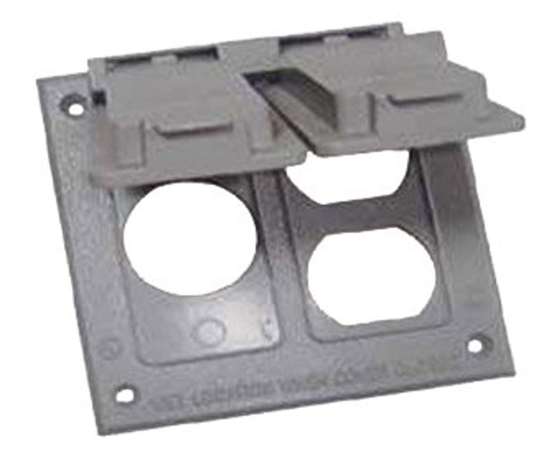 TEDDICO/BWF Teddico/Bwf FC-291V Weatherproof Cover, 4-9/16 in W, Square, 2-Gang, Metal, Gray, Powder-Coated