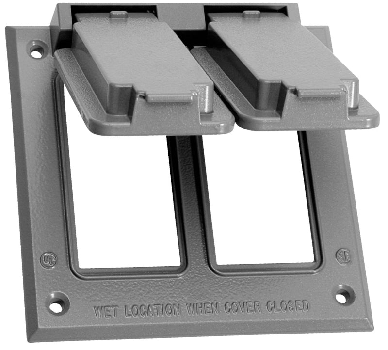 TEDDICO/BWF BWF FGV-2DCV Cover, 4-9/16 in L, 4-9/16 in W, Square, 2-Gang, Metal, Gray, 18/PK, Powder-Coated