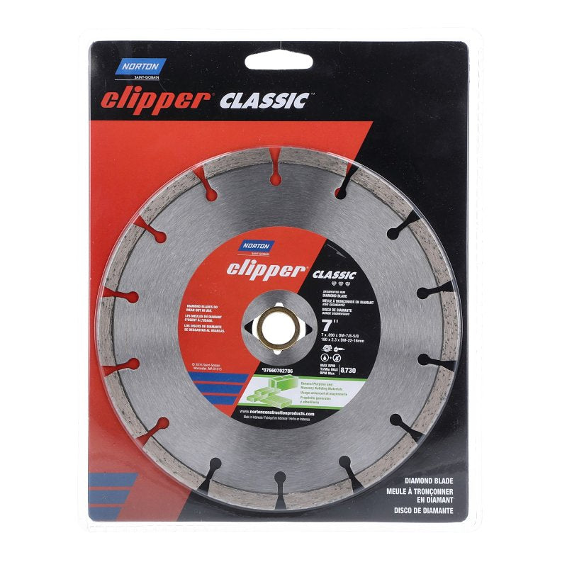 NORTON CLIPPER Norton Clipper Classic 07660702786 General-Purpose Dry Segmented Portable Blade, 1.376 in L, 7 in W, Diamond TOOLS NORTON CLIPPER