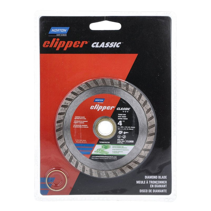 NORTON CLIPPER Norton Clipper Classic 07660702792 General-Purpose Dry Turbo Rim Portable Blade, 4 in W, Diamond PAINT NORTON CLIPPER