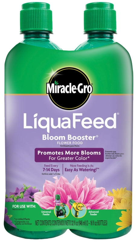 MIRACLE-GRO Miracle-Gro LiquaFeed Bloom Booster 2004043 Flower Food, 16 oz Bottle, Liquid, 12-9-6 N-P-K Ratio