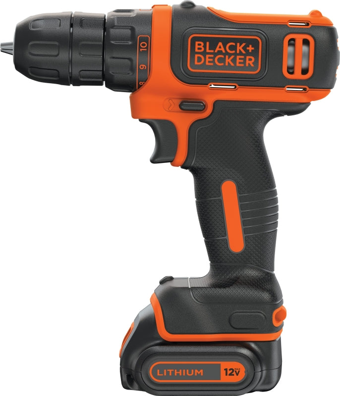 BLACK & DECKER Black+Decker BDCDD12C Drill/Driver, Battery Included, 12 V, 3/8 in Chuck, Keyless Chuck