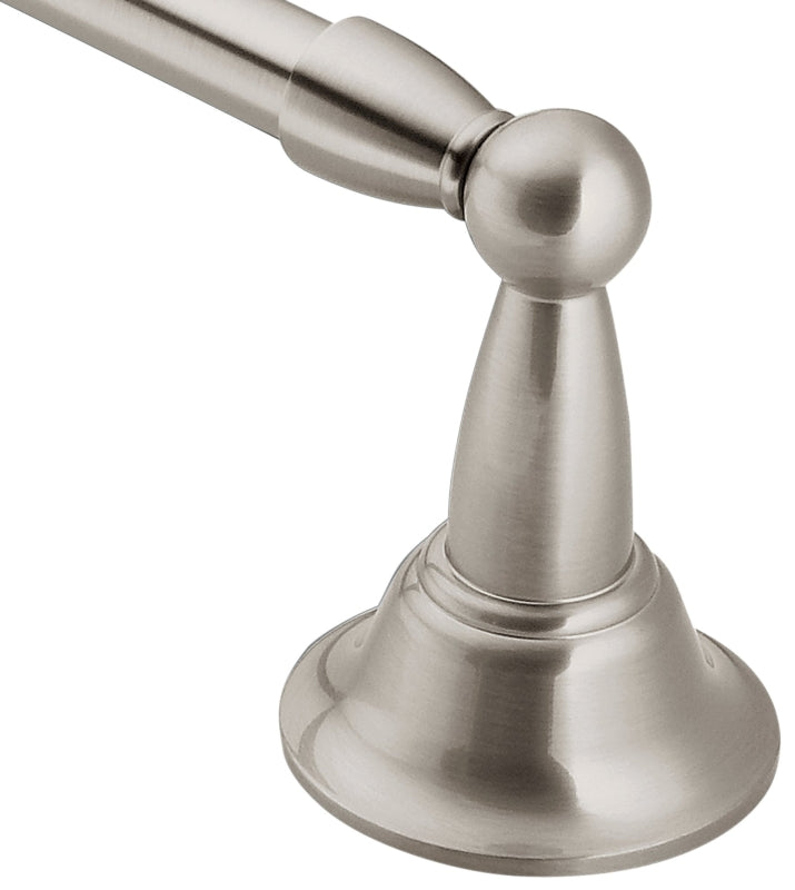 MOEN Moen DN6824BN Towel Bar, 3.44 in Projection, 26.38 in OAL, 3.44 in OAW, 24 in L Rod, Brass, Brushed Nickel, Surface