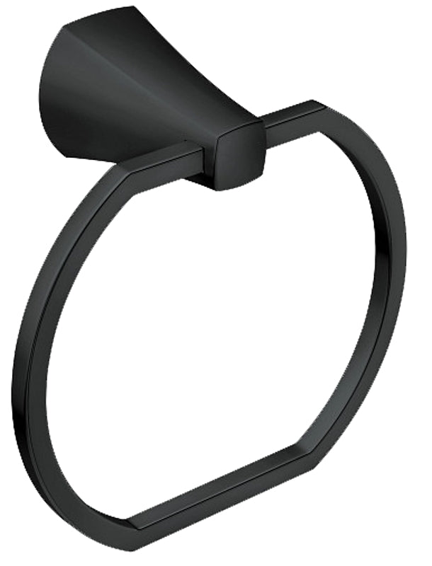 MOEN Moen Lindor Series MY8786BL Towel Ring, 5-7/16 in Dia Ring, Aluminum/Zinc, Matte, Wall Mounting