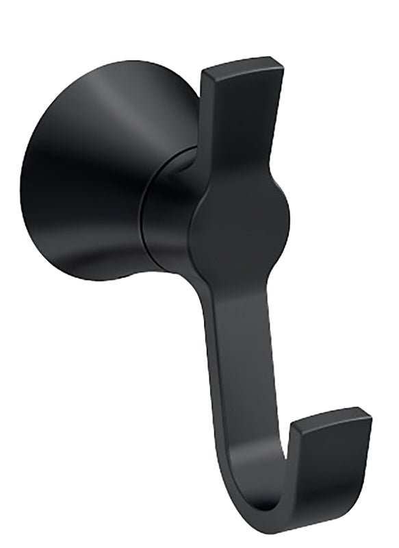 MOEN Moen Mikah Series Y0703BL Robe Hook, 1-Hook, Zinc, Matte Black, Wall Mounting