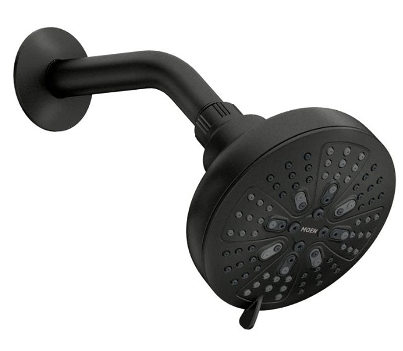 MOEN Moen Hydro Energetix 200W0BL Showerhead, Round, 1.75 gpm, 1/2 in Connection, IPS, 8-Spray Function, Matte Black