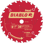 DIABLO Diablo D0624X Circular Saw Blade, 6-1/2 in Dia, 5/8 in Arbor, 24-Teeth, Carbide Cutting Edge