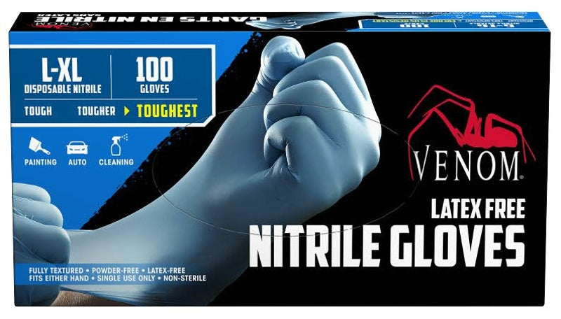 VENOM Venom Steel VEN4145 Non-Sterile Disposable Gloves, L/XL, Nitrile, Blue, 9 in L