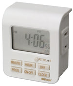 WOODS Woods 50008 Digital Timer, 10 A, 125 V, 1250 W, 7 days Time Setting, 20 On/Off Cycles Per Day Cycle, White ELECTRICAL WOODS