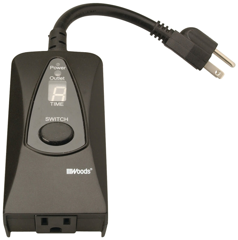 WOODS Woods 50013 Digital Timer, 15 A, 125 V, 1875 W, 24 hr Time Setting, Black ELECTRICAL WOODS