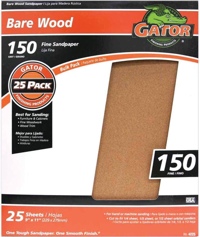 GATOR Gator 3274 Sanding Sheet, 11 in L, 9 in W, 150 Grit, Garnet Abrasive PAINT GATOR