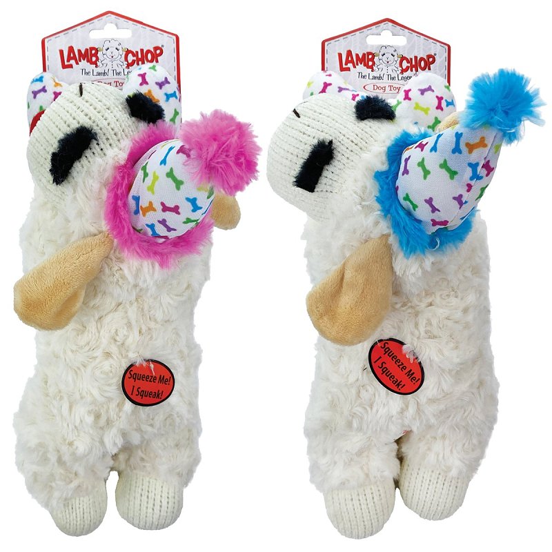 MULTIPET Multipet MP48706 Dog Toy, 10-1/2 in, Birthday Lamb Chop with Birthday Hat Dog Toy , Happy Birthday, Polyester