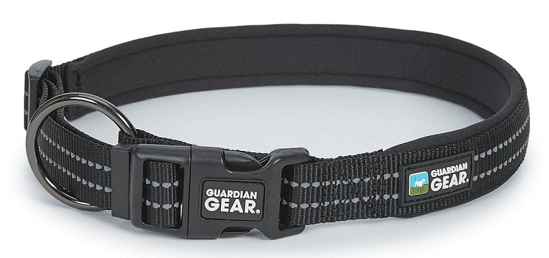 GUARDIAN GEAR Guardian Gear ZA0006 12 30 Dog Collar, O-Ring Link, 12 to 30 in L Collar, Nylon, Jet Black