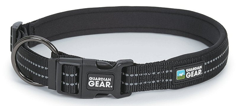 GUARDIAN GEAR Guardian Gear ZA0006 16 30 Dog Collar, O-Ring Link, 16 to 30 in L Collar, Nylon, Jet Black